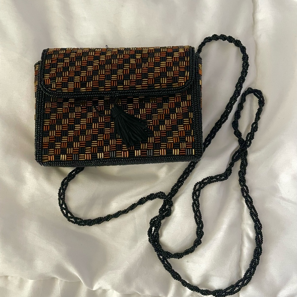 Vintage Gold-Copper Beaded Evening Purse
